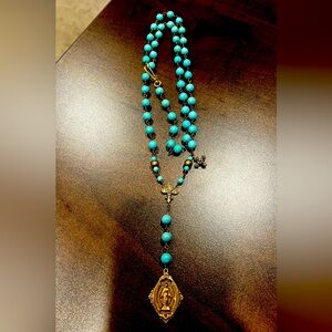Georgia Fletchers Rosary Necklace- Turquoise, Like New!